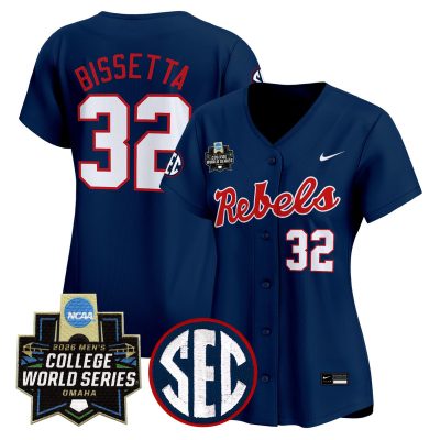 Women's Ole Miss Rebels 2026 World Series Vapor Premier Limited Jersey - Navy / Tristan Bissetta