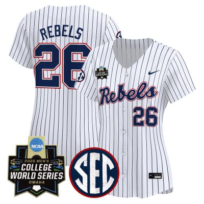 Women's Ole Miss Rebels 2026 World Series Vapor Premier Limited Jersey - Pinstripe / #26 Rebels