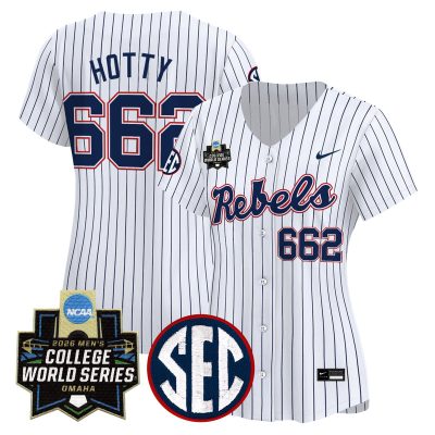 Women's Ole Miss Rebels 2026 World Series Vapor Premier Limited Jersey - Pinstripe / Hotty 662