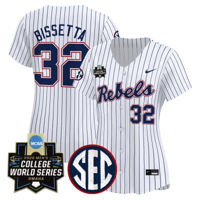 Women's Ole Miss Rebels 2026 World Series Vapor Premier Limited Jersey - Pinstripe / Tristan Bissetta