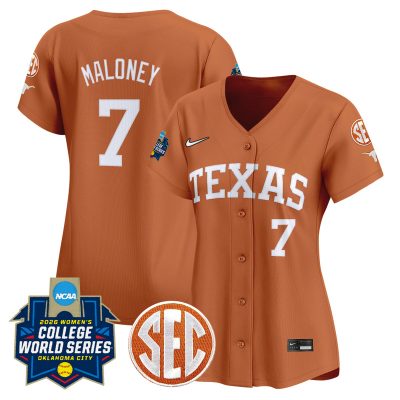 Women's Texas Longhorns Softball 2026 World Series (WCWS) Vapor Premier Stitched Jersey - Orange / Ashton Maloney