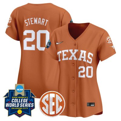 Women's Texas Longhorns Softball 2026 World Series (WCWS) Vapor Premier Stitched Jersey - Orange / Katie Stewart