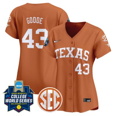 Women's Texas Longhorns Softball 2026 World Series (WCWS) Vapor Premier Stitched Jersey - Orange / Leighann Goode