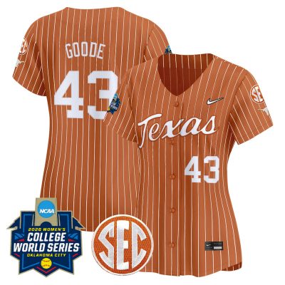 Women's Texas Longhorns Softball 2026 World Series (WCWS) Vapor Premier Stitched Jersey - Orange Pinstripe / Leighann Goode