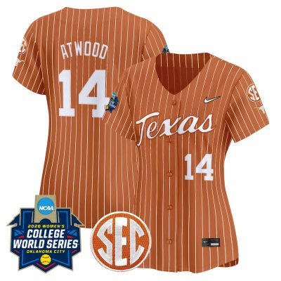 Women's Texas Longhorns Softball 2026 World Series (WCWS) Vapor Premier Stitched Jersey - Orange Pinstripe / Reese Atwood