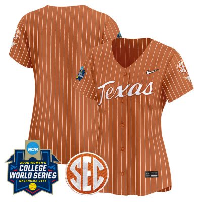 Women's Texas Longhorns Softball 2026 World Series (WCWS) Vapor Premier Stitched Jersey - Orange Pinstripe / Team