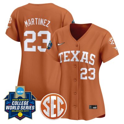 Women's Texas Longhorns Softball 2026 World Series (WCWS) Vapor Premier Stitched Jersey - Orange / Viviana Martinez