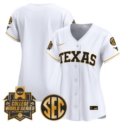 Women's Texas Longhorns Softball 2026 World Series (WCWS) Vapor Premier Stitched Jersey - White Gold / Team