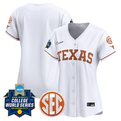 Women's Texas Longhorns Softball 2026 World Series (WCWS) Vapor Premier Stitched Jersey - White / Team