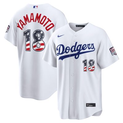Yoshinobu Yamamoto Los Angeles Dodgers USA 250 Fourth of July Home Stadium Jersey - White