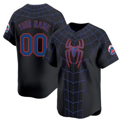 New York Mets x Spider Man Brand New Day Vapor Premier Limited Custom Jersey- Black