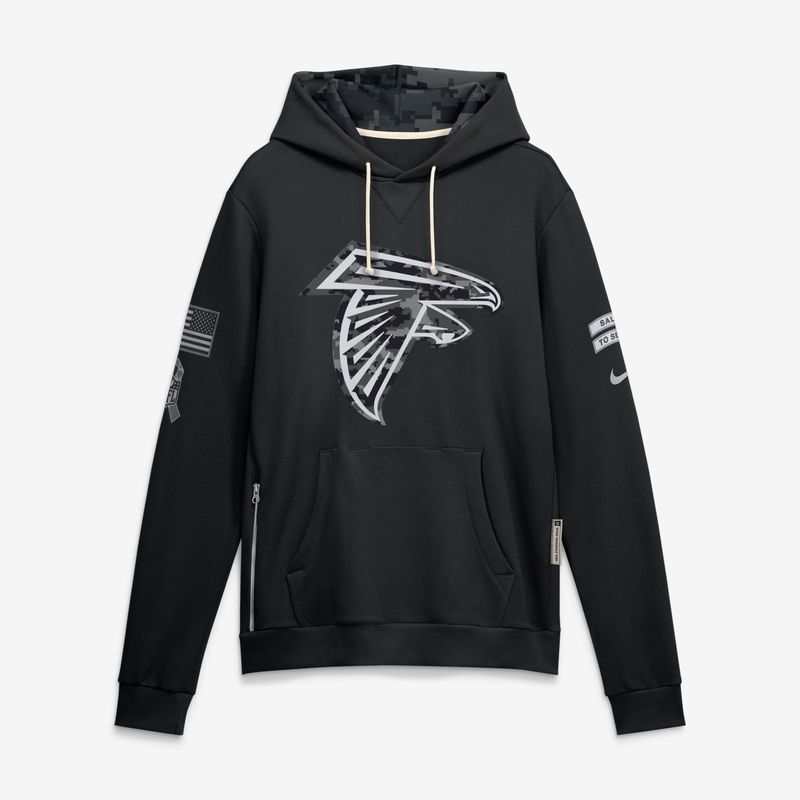 Atlanta Falcons 2026 Salute to Service Sideline Dri-FIT Pullover Hoodie - Black