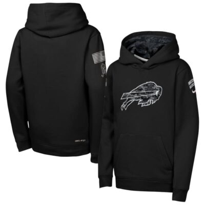 Buffalo Bills Youth 2026 Salute to Service Club Fleece Pullover Hoodie - Black