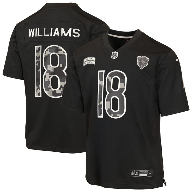 Caleb Williams Chicago Bears Youth 2026 Salute to Service Game Jersey - Black