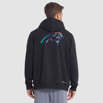 Alternative view of Carolina Panthers 2025 NFL Crucial Catch Sideline Standard Issue Dri-FIT Hoodie - Black