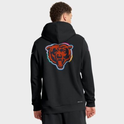 Alternative view of Chicago Bears 2025 NFL Crucial Catch Sideline Standard Issue Dri-FIT Hoodie - Black