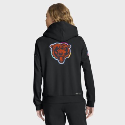 Alternative view of Chicago Bears Women's 2025 NFL Crucial Catch Sideline Standard Issue Dri-FIT Hoodie - Black