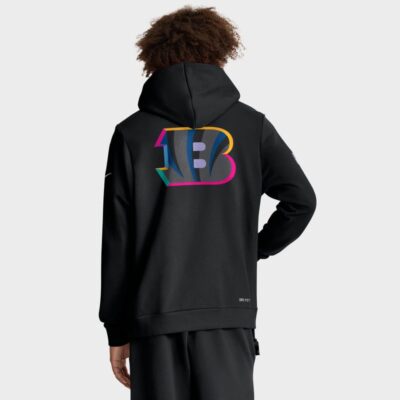 Alternative view of Cincinnati Bengals 2025 NFL Crucial Catch Sideline Standard Issue Dri-FIT Hoodie - Black