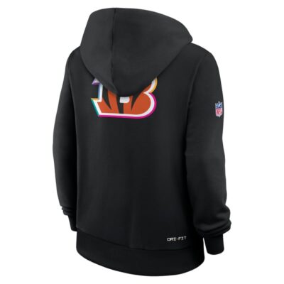 Cincinnati Bengals Women's 2025 NFL Crucial Catch Sideline Standard Issue Dri-FIT Hoodie - Black - Image 3