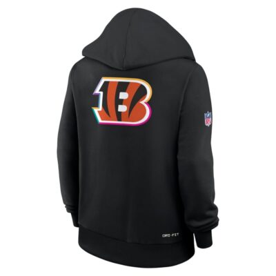 Cincinnati Bengals Women's 2025 NFL Crucial Catch Sideline Standard Issue Dri-FIT Hoodie - Black - Image 4