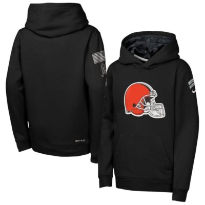 Cleveland Browns Youth 2026 Salute to Service Club Fleece Pullover Hoodie - Black