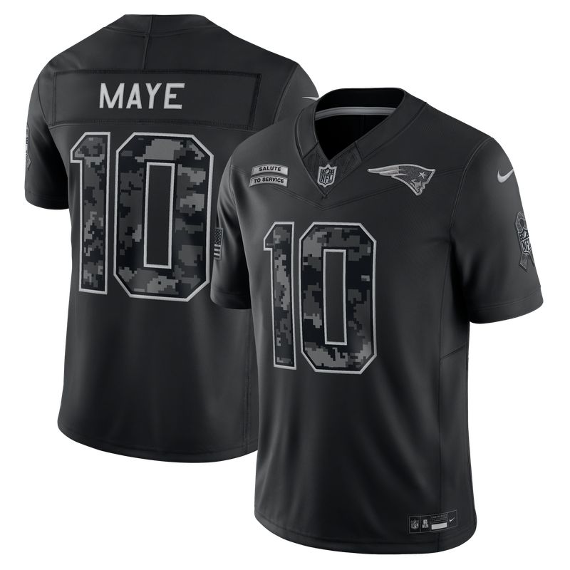 Drake Maye New England Patriots 2026 Salute to Service Stitched Limited Jersey - Black