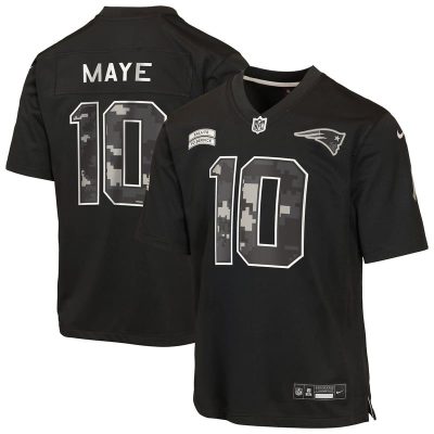 Drake Maye New England Patriots Youth 2026 Salute to Service Game Jersey  - Black