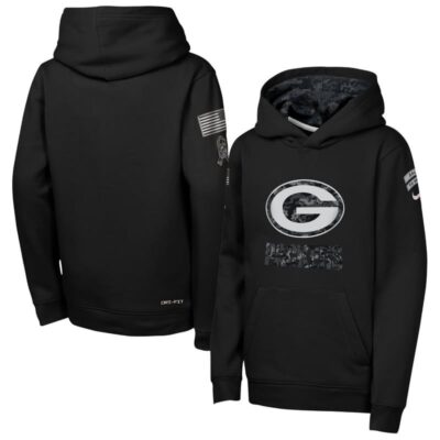 Green Bay Packers Youth 2026 Salute to Service Club Fleece Pullover Hoodie - Black