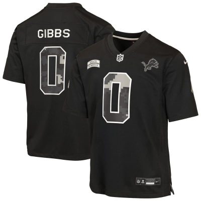 Jahmyr Gibbs Detroit Lions Youth 2026 Salute to Service Game Jersey  - Black