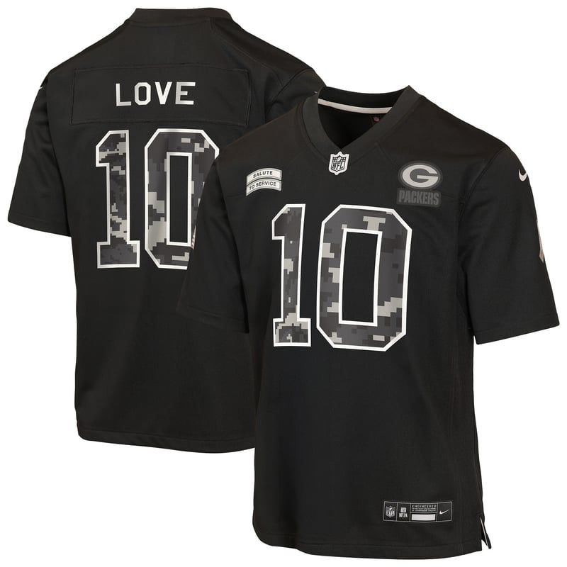 Jordan Love Green Bay Packers Youth 2026 Salute to Service Game Jersey - Black