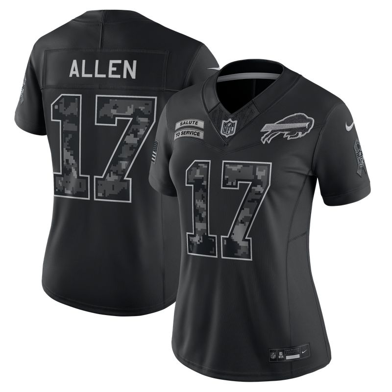 Josh Allen Buffalo Bills Women's 2026 Salute to Service Stitched Limited Jersey - Black