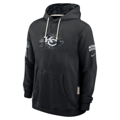 Kansas City Chiefs 2026 Salute to Service Sideline Dri-FIT Pullover Hoodie - Black - Image 3