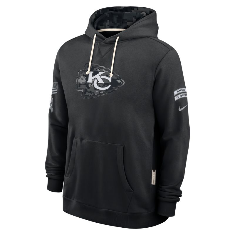 Kansas City Chiefs 2026 Salute to Service Sideline Dri-FIT Pullover Hoodie - Black - Image 3