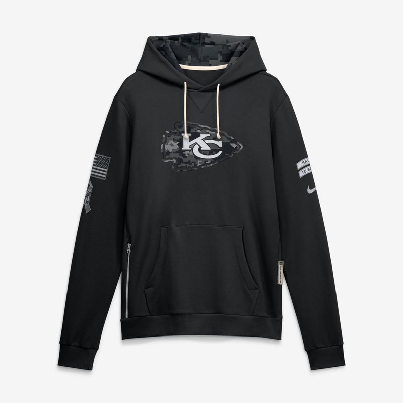 Kansas City Chiefs 2026 Salute to Service Sideline Dri-FIT Pullover Hoodie - Black