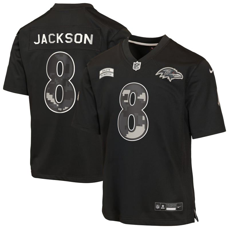 Lamar Jackson Baltimore Ravens Youth 2026 Salute to Service Game Jersey - Black