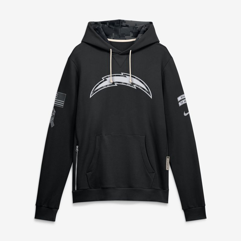 Los Angeles Chargers 2026 Salute to Service Sideline Dri-FIT Pullover Hoodie - Black
