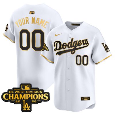 Los Angeles Dodgers NL West Division Champions Patch Vapor Premier Limited Custom Jersey - White Gold