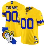 Los Angeles Rams 2026 Alternate Vapor Limited Custom Jersey - California Map - Classic Sol