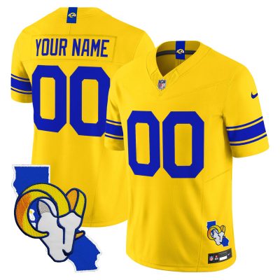 Los Angeles Rams 2026 Alternate Vapor Limited Custom Jersey - California Map - Classic Sol