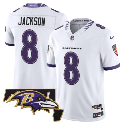 Men's Baltimore Ravens 2026 Vapor Limited Jersey V2 - White / Lamar Jackson