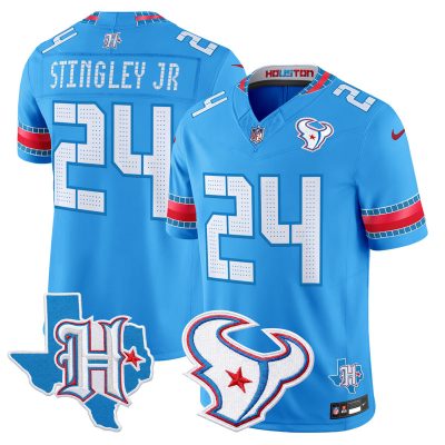 Men's Houston Texans 2026 "Rivalries" Vapor Limited Jersey - Texas Patch - Blue / Derek Stingley Jr.