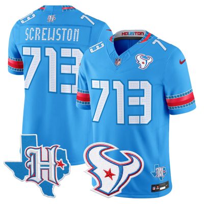 Men's Houston Texans 2026 "Rivalries" Vapor Limited Jersey - Texas Patch - Blue / Screwston 713