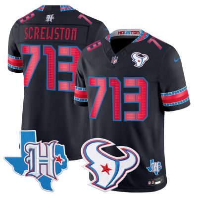 Men's Houston Texans 2026 "Rivalries" Vapor Limited Jersey - Texas Patch - Navy / Screwston 713