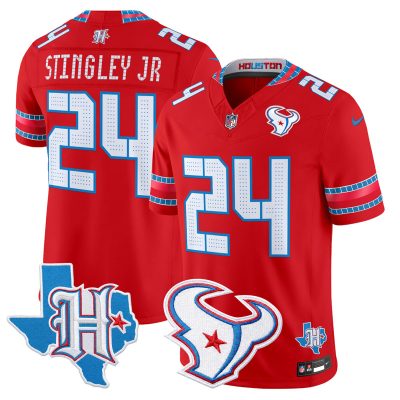 Men's Houston Texans 2026 "Rivalries" Vapor Limited Jersey - Texas Patch - Red / Derek Stingley Jr.