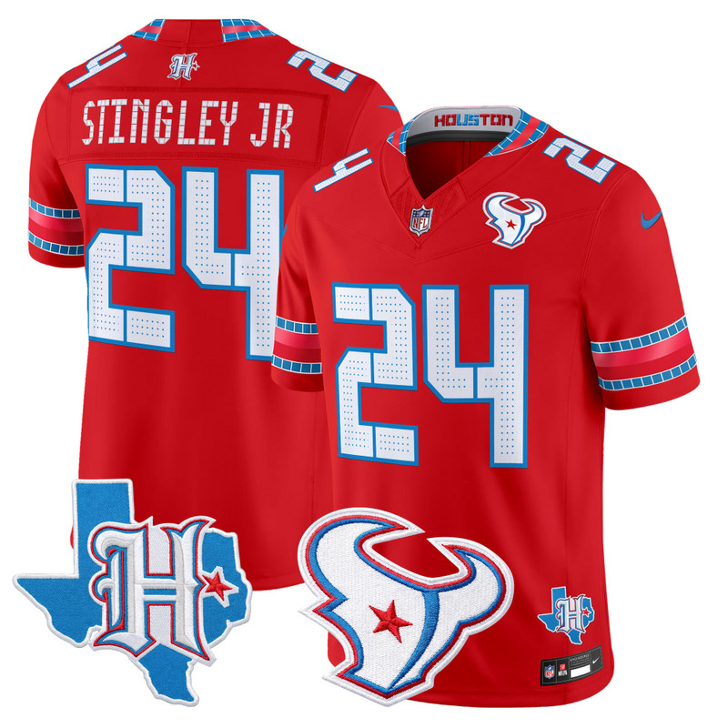 Men's Houston Texans 2026 "Rivalries" Vapor Limited Jersey - Texas Patch - Red / Derek Stingley Jr.