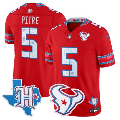 Men's Houston Texans 2026 "Rivalries" Vapor Limited Jersey - Texas Patch - Red / Jalen Pitre