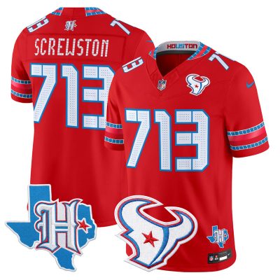 Men's Houston Texans 2026 "Rivalries" Vapor Limited Jersey - Texas Patch - Red / Screwston 713