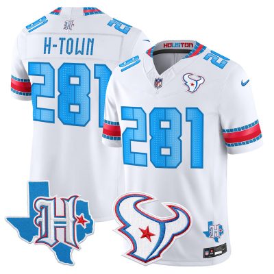 Men's Houston Texans 2026 "Rivalries" Vapor Limited Jersey - Texas Patch - White / H-Town 281