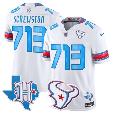 Men's Houston Texans 2026 "Rivalries" Vapor Limited Jersey - Texas Patch - White / Screwston 713