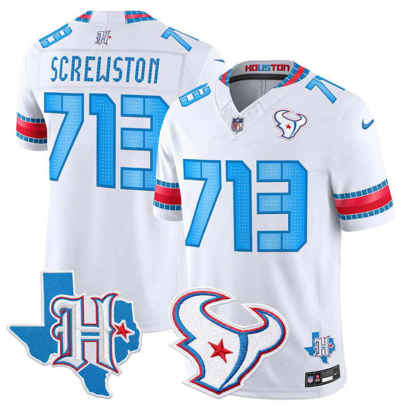 Men's Houston Texans 2026 "Rivalries" Vapor Limited Jersey - Texas Patch - White / Screwston 713